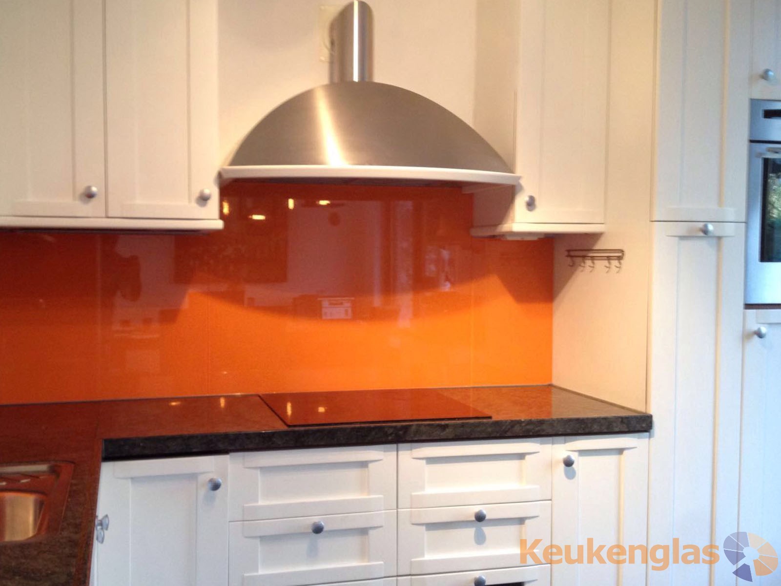 Oranje keuken achterwand van glas 2