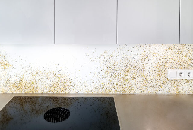 Aluminium keuken spatwand met print goud
