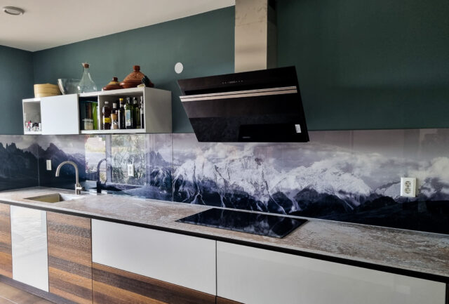 SPATWAND KEUKEN MET FOTO landschap sneeuw