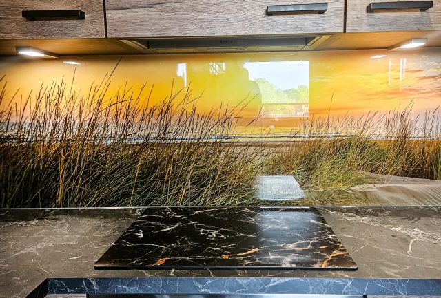 Glazen keuken achterwand met fotoprint duinen Den Haag
