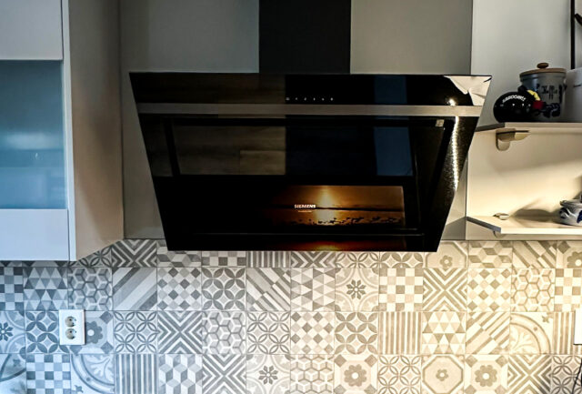 Aluminium keuken achterwand met fotoprint van tegels in Lier