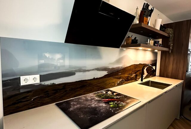 Glazen keukenachterwand met fotoprint in hardewijk